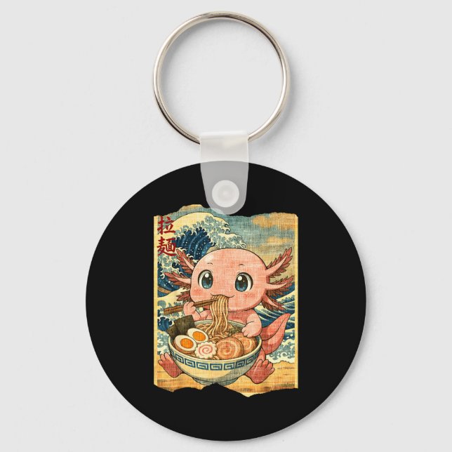 Llavero Funny Kawaii Axolotl Ramen Noodle Bowl Japanese Wa (Anverso)