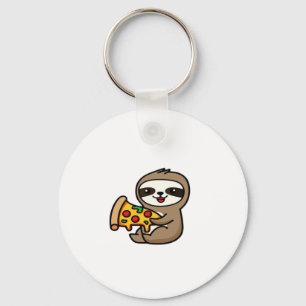 Llavero Funny Kawaii Chibi Sloth con Pizza � Personalizado