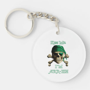 Llavero Funny Kiss Me Irish Jolly Roger Pirate Skull