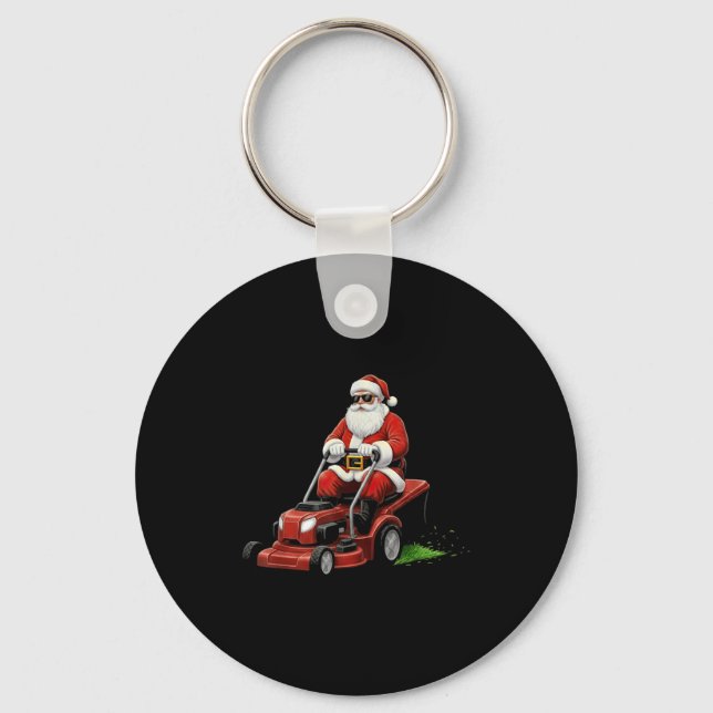 Llavero Funny Lawn Mower Santa Christmas Graphic Mowing La (Anverso)