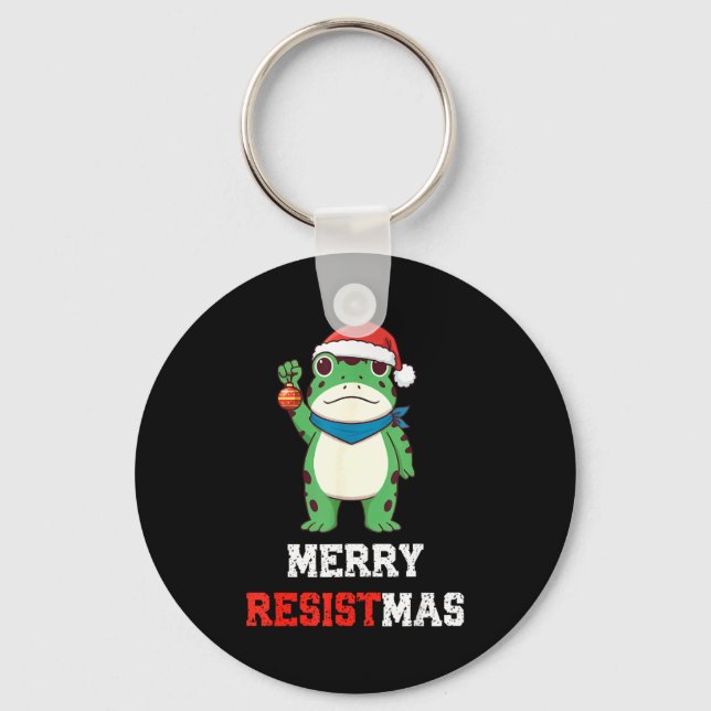 Llavero Funny Litical Frog Christmas Merry Resistmas 2025  (Anverso)