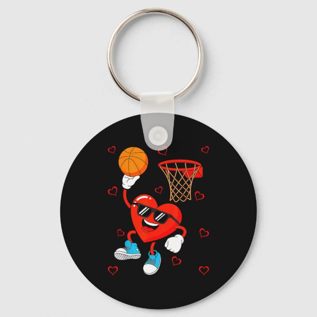 Llavero Funny Love Basketball Heart Shape Happy Valentine' (Anverso)