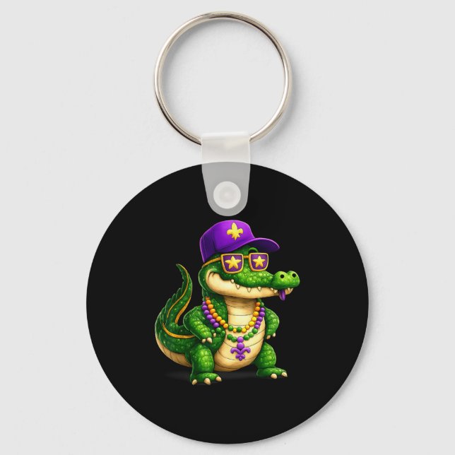 Llavero Funny Mardi Gras Alligator Beads Carnival Celebrat (Anverso)