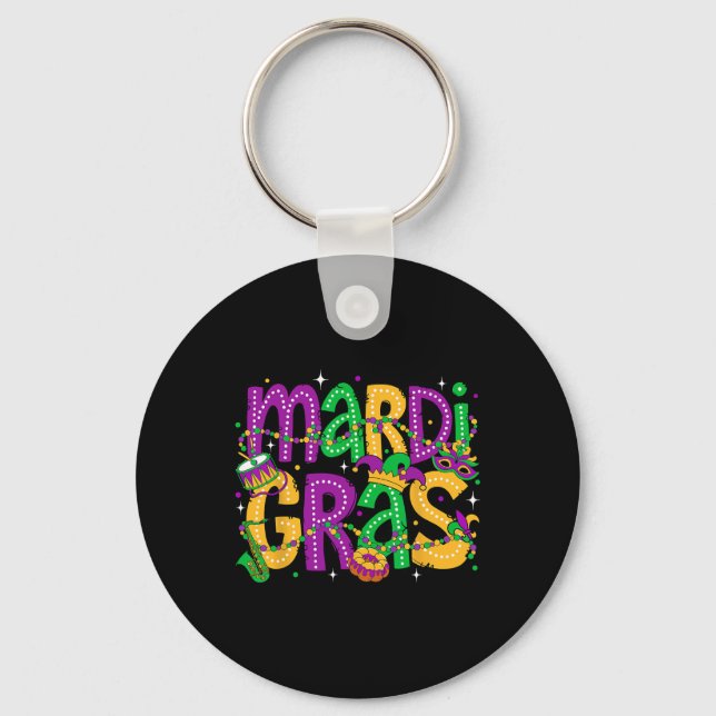 Llavero Funny Mardi Gras Parade Set Jester Gorras Hombres  (Anverso)