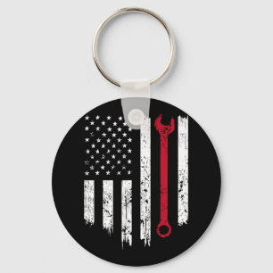 Llavero Funny mecánica de época angustiada Bandera America