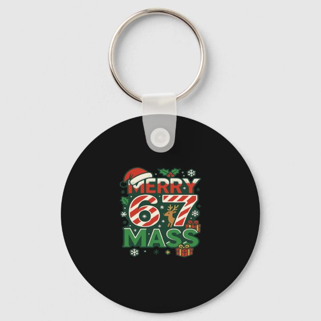 Llavero Funny Meme Merry 67 M Candy Cane Christmas Numbers (Anverso)