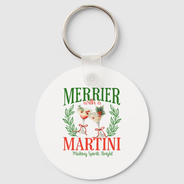 Llavero Funny Merrier With A Martini Bachelorette Merry Ch (Anverso)