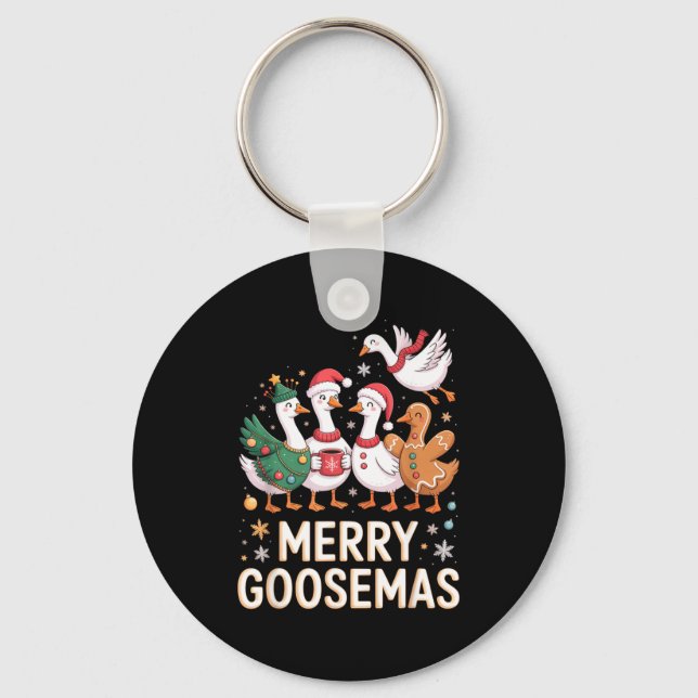 Llavero Funny Merry Goosemas Christmas Xmas Goose Family H (Anverso)