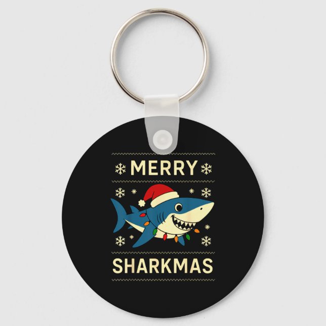 Llavero Funny Merry Sharkmas Christmas Shark Humor  (Anverso)