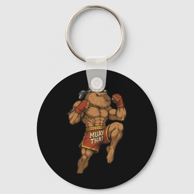 Llavero Funny Muay Thai Capybara Artes marciales de boxeo  (Anverso)