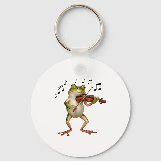 Llavero Funny Musician Violinist Cute Frog Playing Violin  (Anverso)