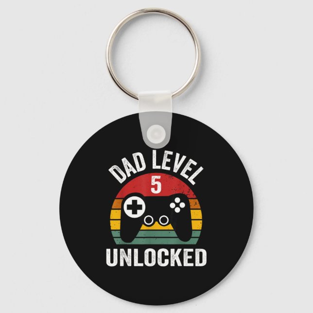 Llavero Funny New Dad Shirt Dad Level 5 Unlocked For 5 Kid (Anverso)