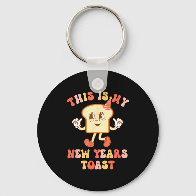 Llavero Funny New Year's Toast Bread Pun Retro Hipe  (Anverso)