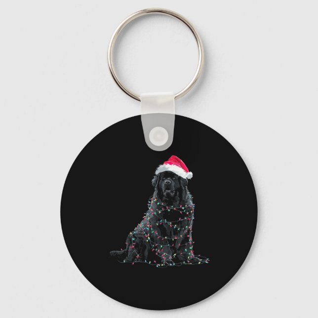 Llavero Funny Newfoundland Christmas Graphic Dog Lights Lo (Anverso)