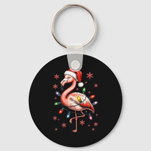 Llavero Funny Nk Flamingo Christmas Tree Lights Xmas Snowf (Anverso)