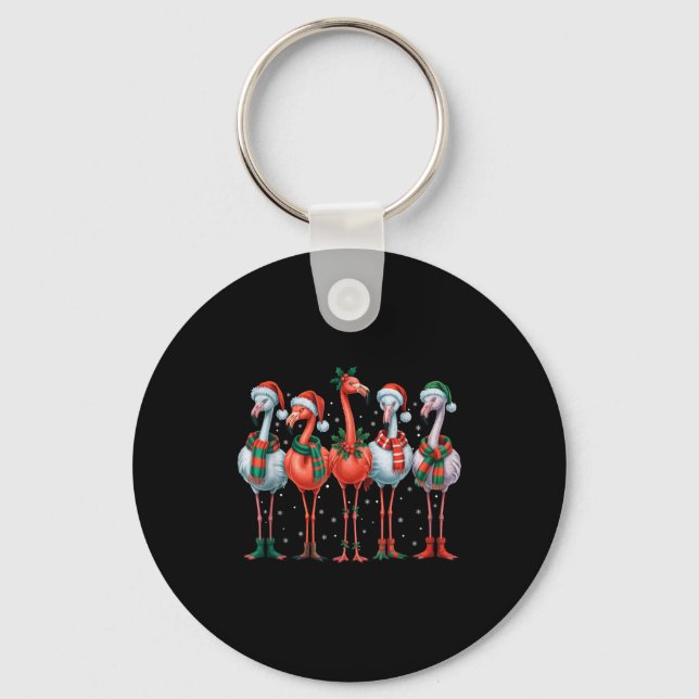 Llavero Funny Nk Flamingos Merry Christmas Tree Xmas Snowf (Anverso)