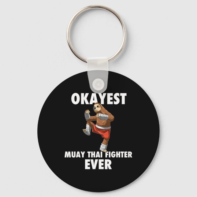 Llavero Funny Okayest Sloth Fighter - Muay Thai (Anverso)