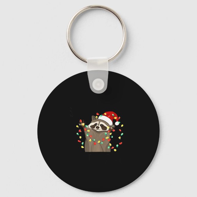 Llavero Funny Overstimulated But Festive Raccoon Christmas (Anverso)