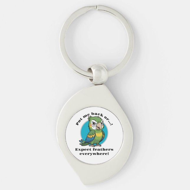 Llavero Funny Parrot Keychain – Custom Text + Image (Anverso)