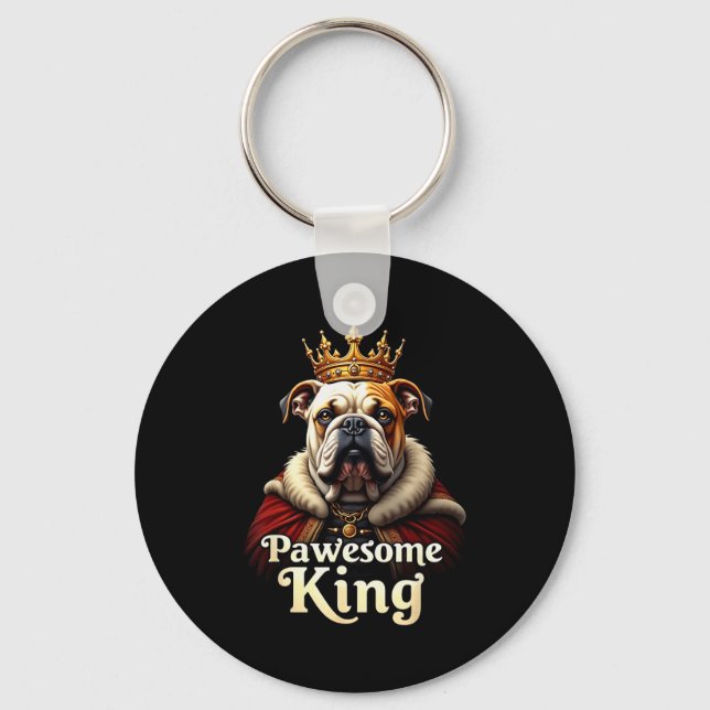 Llavero Funny Pawesome English Bulldog King Dog Art  (Anverso)