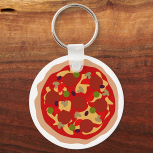 Llavero Funny pepperoni pizza personalizado botón redondo