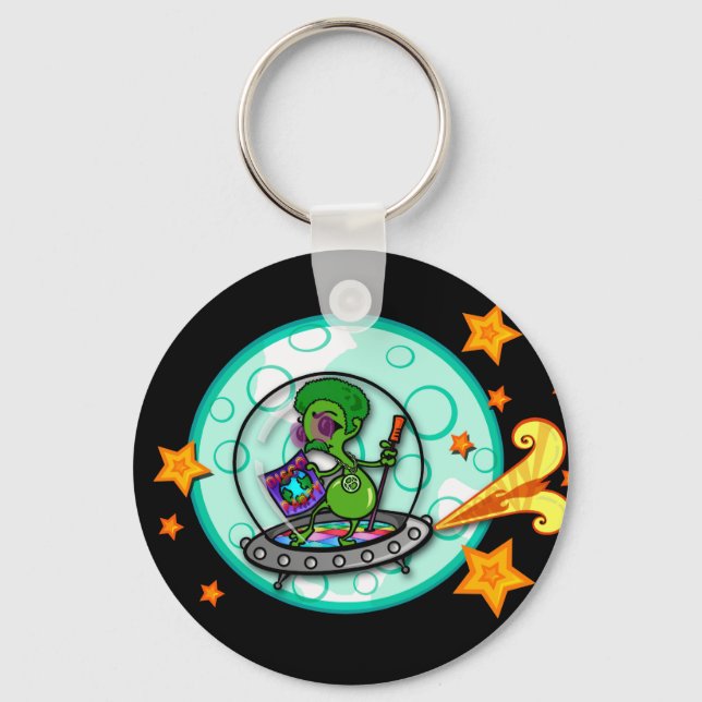 LLAVERO FUNNY PERSONALIZADO ALIEN ROUND KEY CHAIN (Anverso)