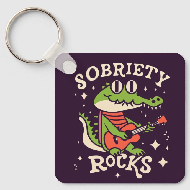 Llavero Funny Personalizado de cocodrilos Sobriety Rocks P (Anverso)