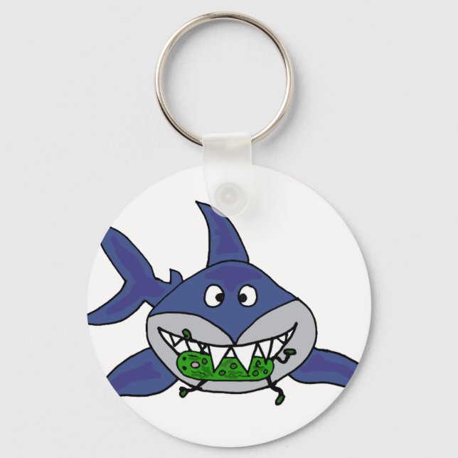 Llavero Funny Personalizado de tiburón comiendo piquetes (Anverso)