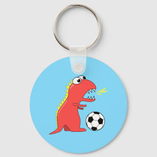 Llavero Funny Personalizado Dinosaurio jugando al fútbol