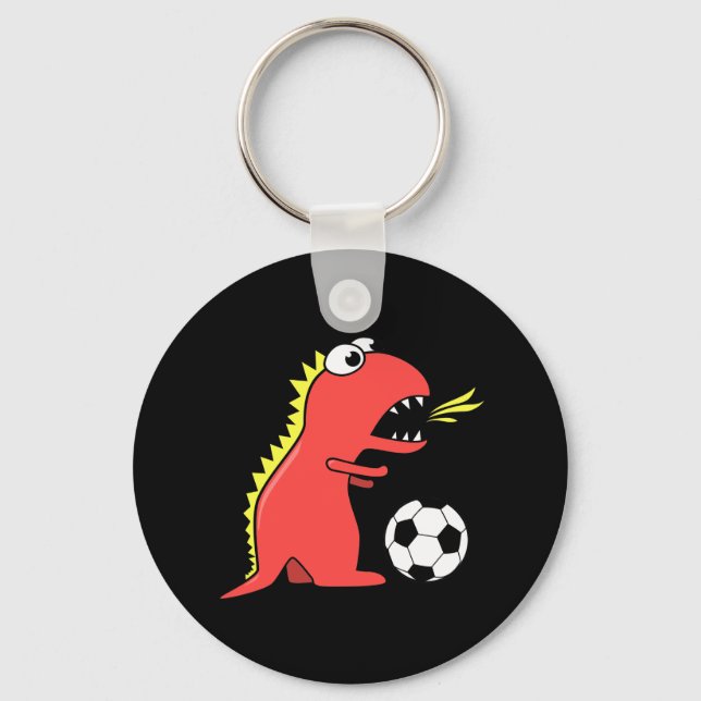 Llavero Funny Personalizado Dinosaurio jugando al fútbol n (Anverso)