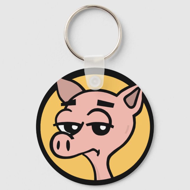 LLAVERO FUNNY PERSONALIZADO PIG ROUND KEY CHAIN (Anverso)