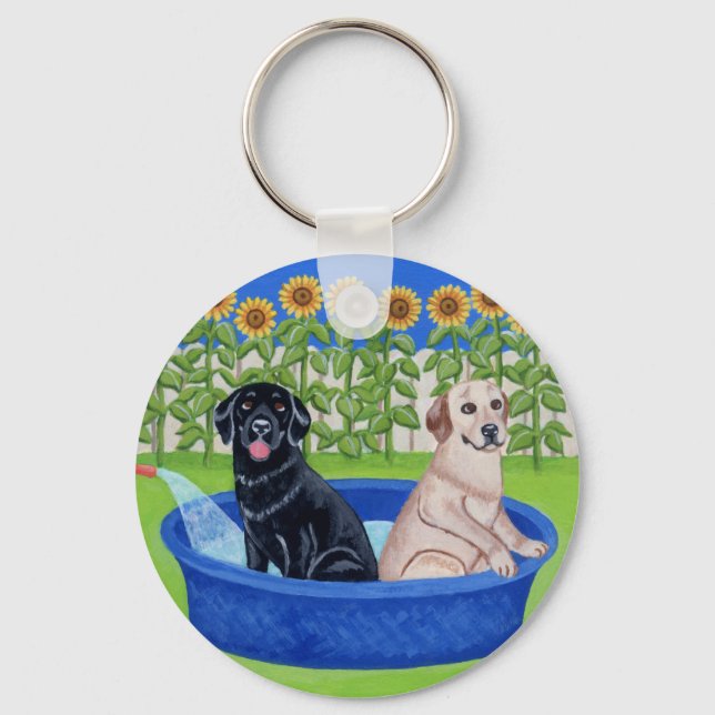 Llavero Funny Pool Fiesta Labradors (Anverso)