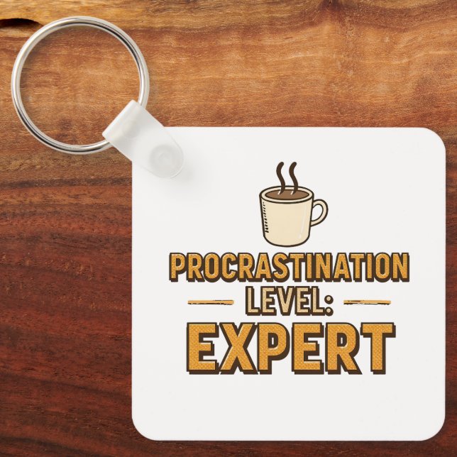 Llavero Funny "Procrastination Level Expert" (Anverso)