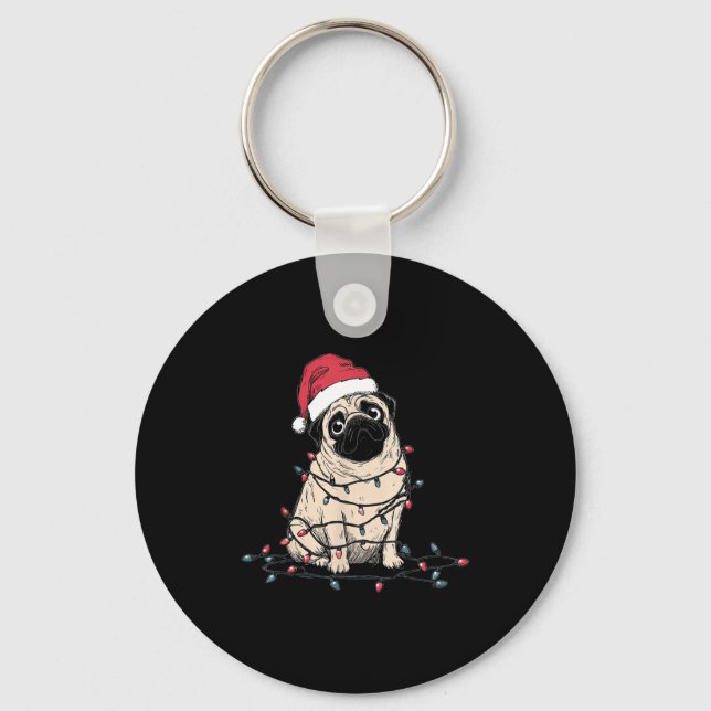 Llavero Funny Pug Christmas Graphics Dog Lights Lover Owne (Anverso)