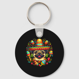Llavero Funny Pug Cinco De Mayo Cute Sombrero De Perro Mex