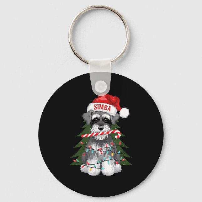 Llavero Funny Puppy Dog Christmas Holiday With Candy Cane  (Anverso)
