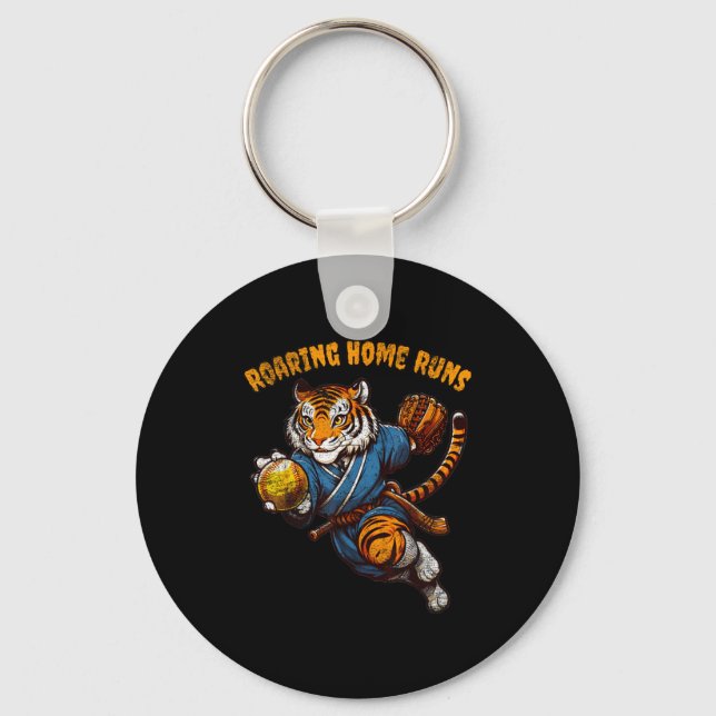 Llavero Funny Quote Roaring Home Run Ball Retro Tiger Love (Anverso)