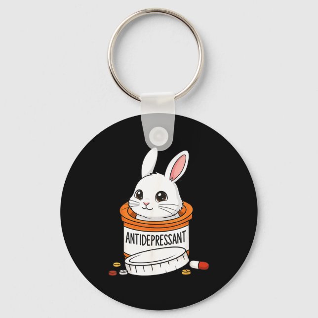 Llavero Funny Rabbit Bunny Anti Depressant Zoo Boys Girls  (Anverso)