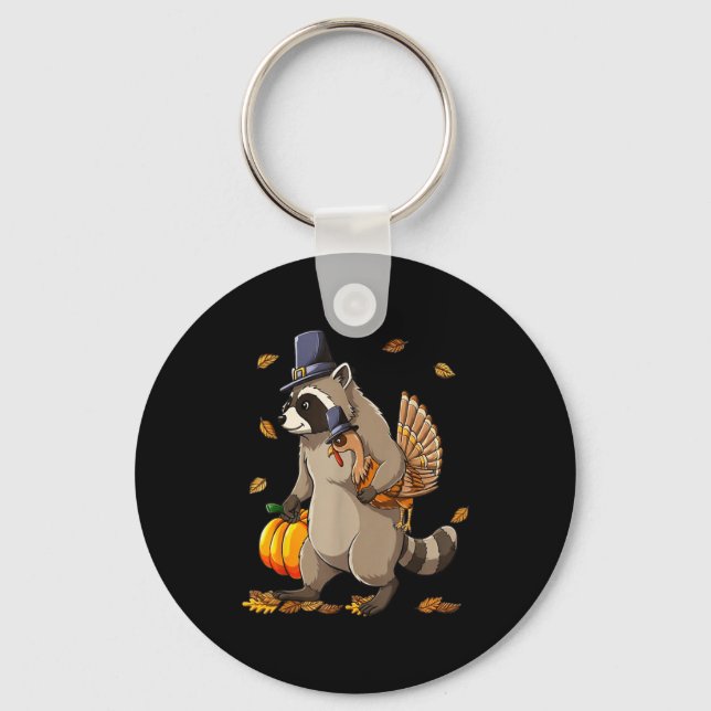 Llavero Funny Raccoon Turkey Pumpkin Thanksgiving Gift Men (Anverso)