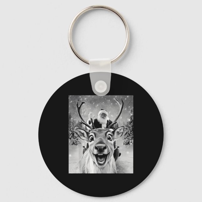 Llavero Funny Reindeer Selfie Santa Christmas Men Women Ki (Anverso)