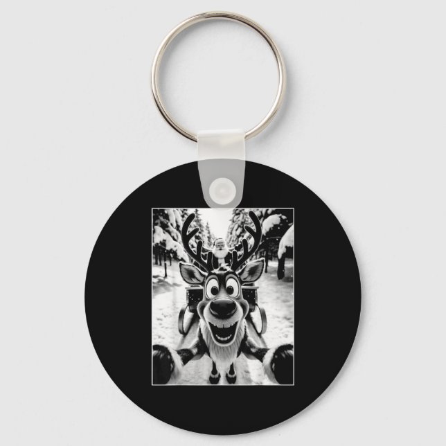 Llavero Funny Reindeer Selfie Santa Sleigh Christmas Holid (Anverso)