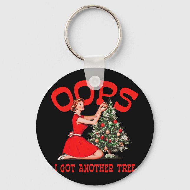 Llavero Funny Retro Christmas Oops I Got Another Tree  (Anverso)