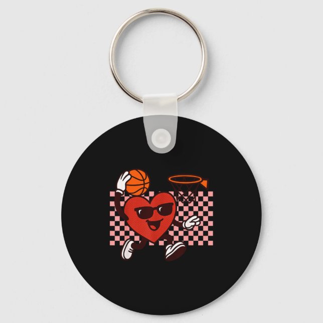 Llavero Funny Retro Heart Graphic Basketball Player Kids V (Anverso)