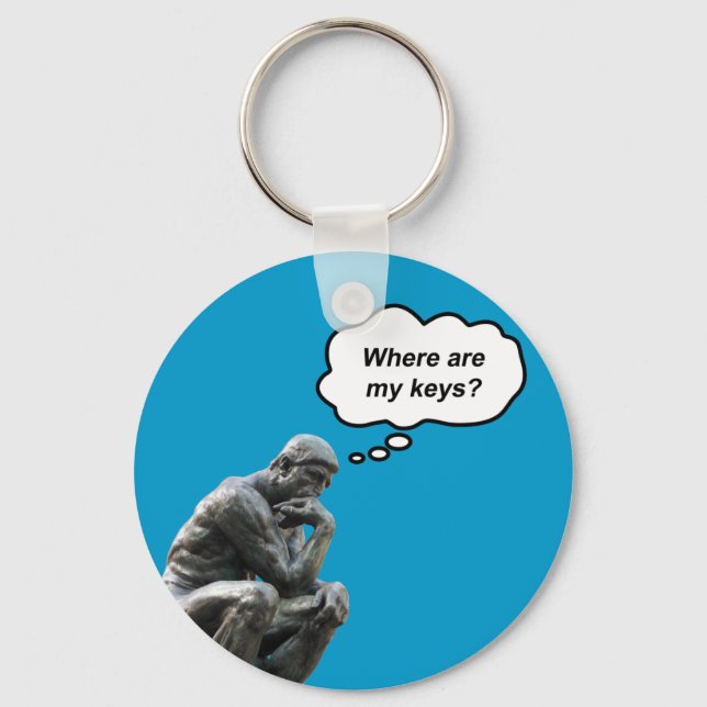 Llavero Funny Rodin's Thinker Statue - Where Are My Keys? (Anverso)