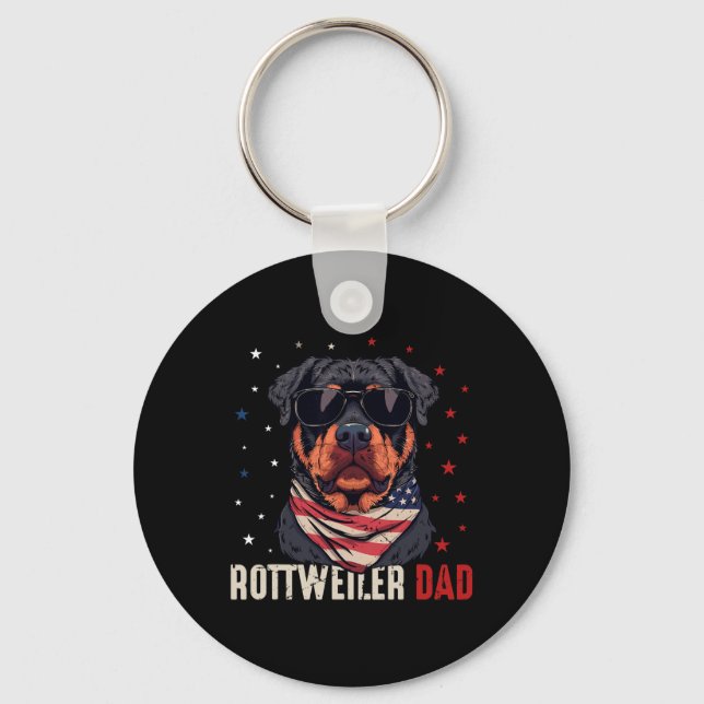 Llavero Funny Rottweiler Dad Dad Usa Estrellas 4 De Julio (Anverso)