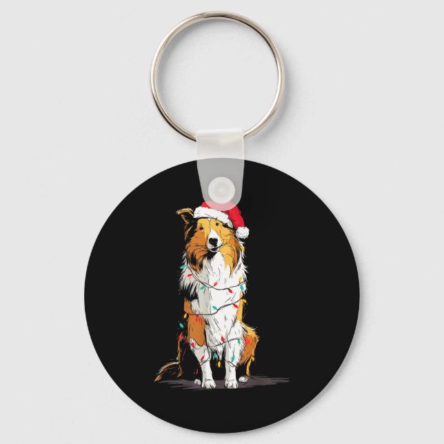Llavero Funny Rough Collie Christmas Graphics Dog Lights L (Anverso)