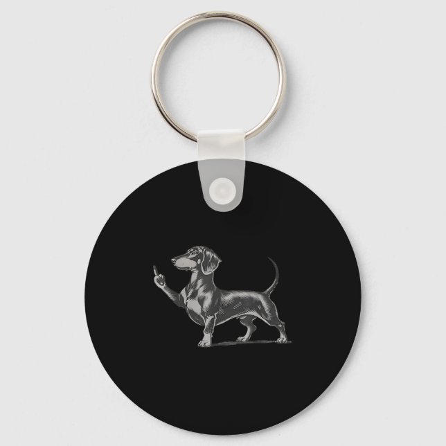 Llavero Funny Rude Black Dachshund Dog Meme Middle Finger  (Anverso)