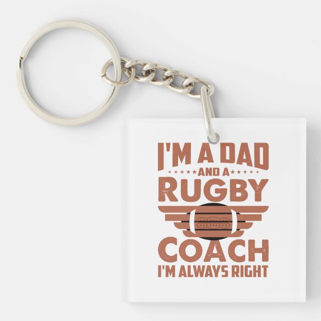 Llavero Funny Rugby Dad y Rugby Coach (Frente)