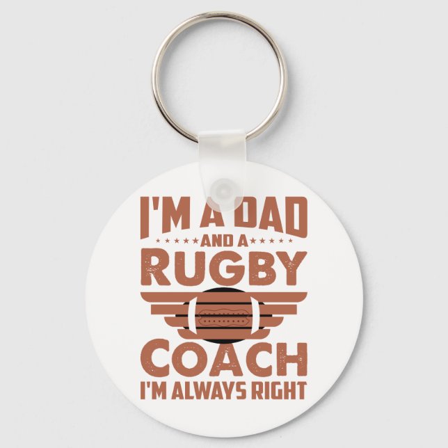 Llavero Funny Rugby Dad y Rugby Coach (Anverso)