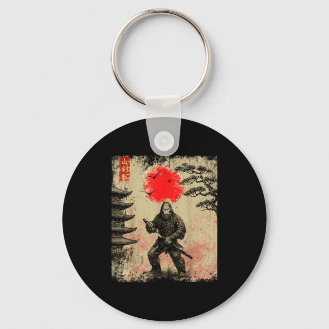 Llavero Funny Samurai Bigfoot Japanese Art Graphic Tee Ani (Anverso)